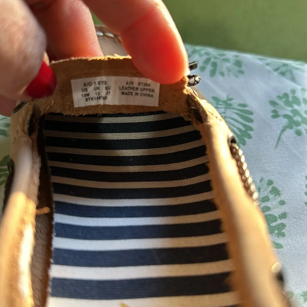 Sperry Tan Kids Boat Shoes with Brown Laces
